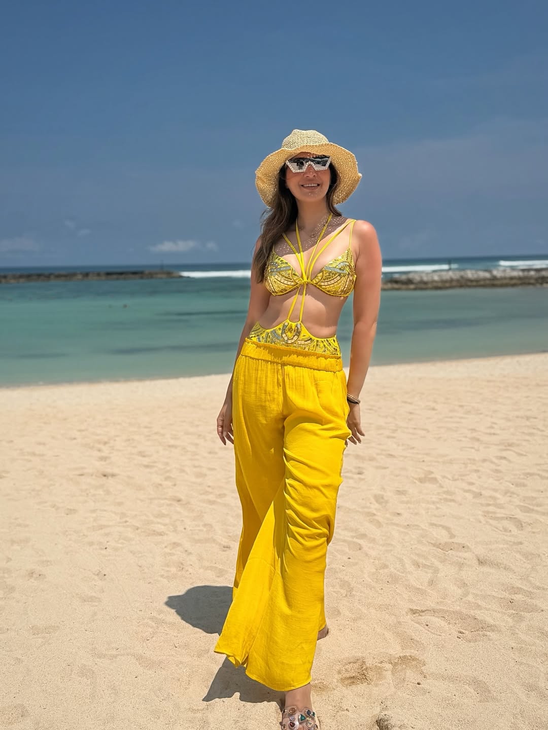 Raai Laxmi's Bold Yellow Beach Look Redefines Summer Glamour