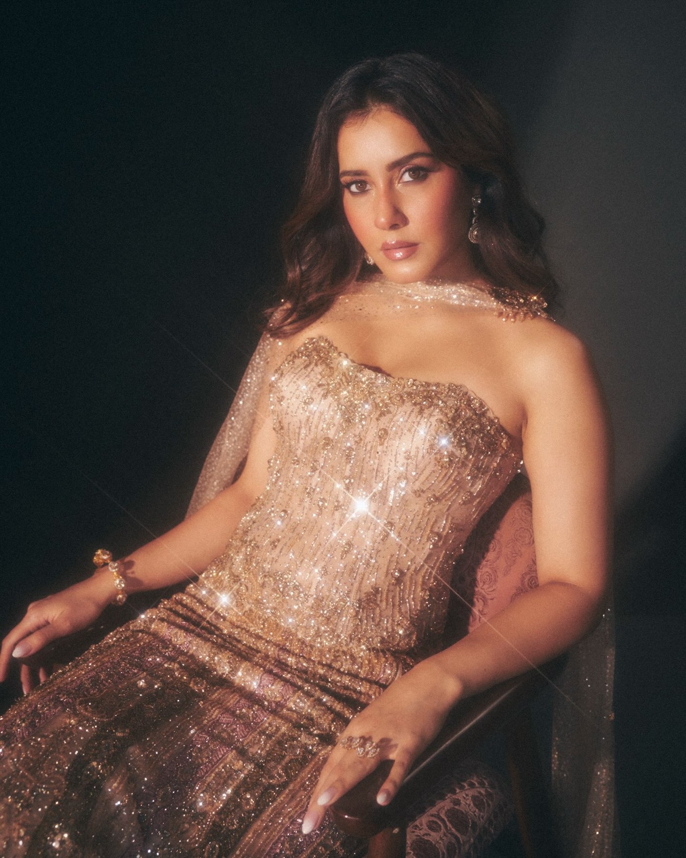 Golden Goddess! Raashii Khanna Dazzles in Regal Golden Gown Moment