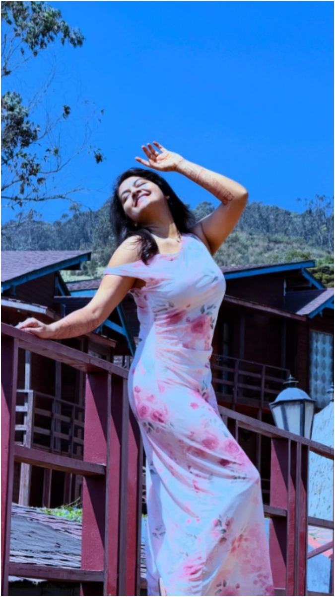 Rachitha Mahalakshmi Stunning Long Dress Photoshoot