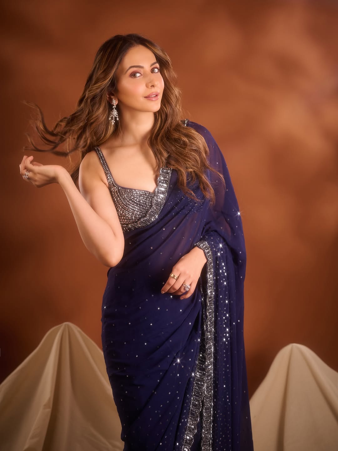 Rakul Preet Singh's Stunning Blue Saree Ensemble