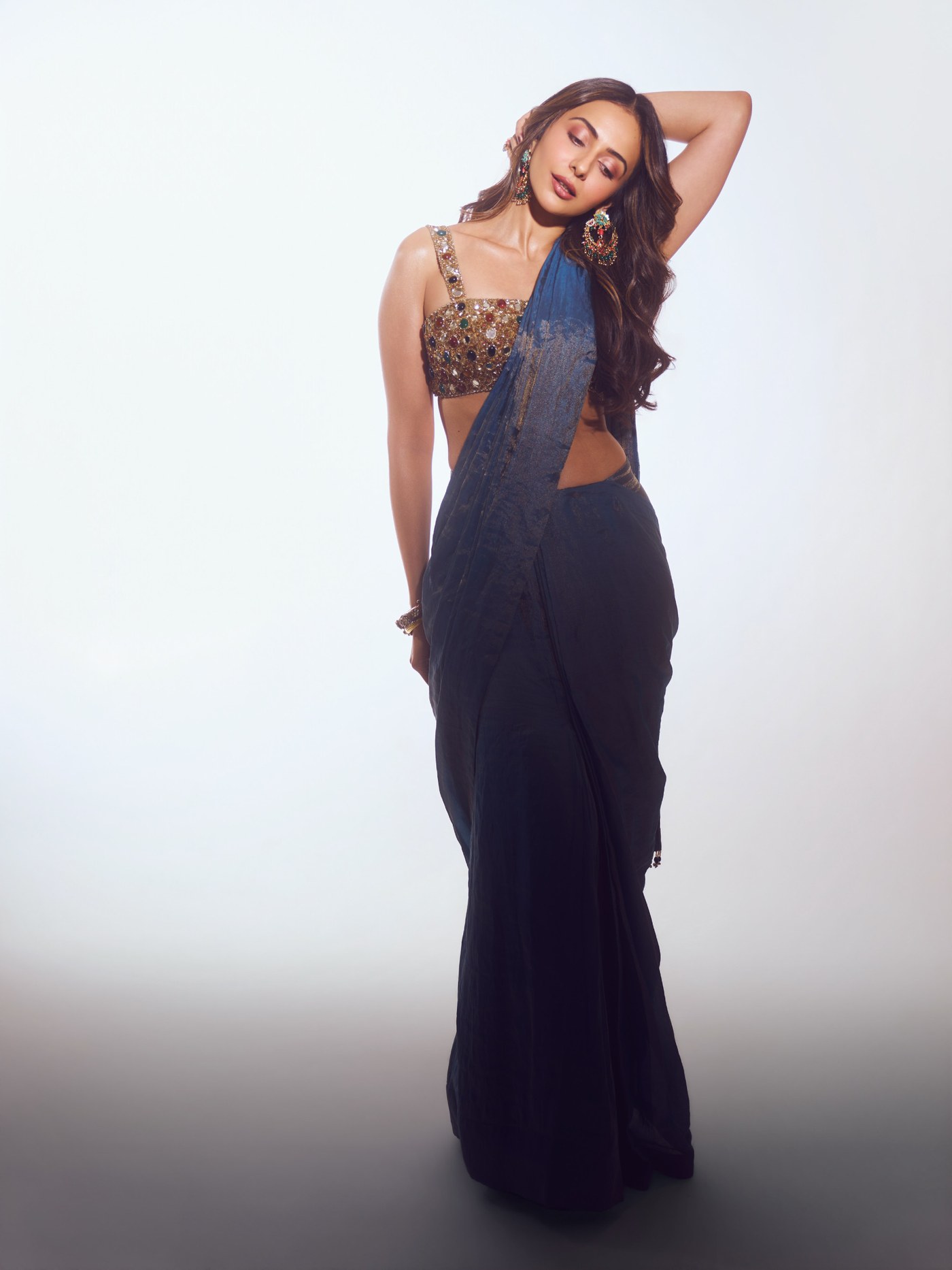 Midnight Blue Sari: Rakul Preet Singh's Evening Statement