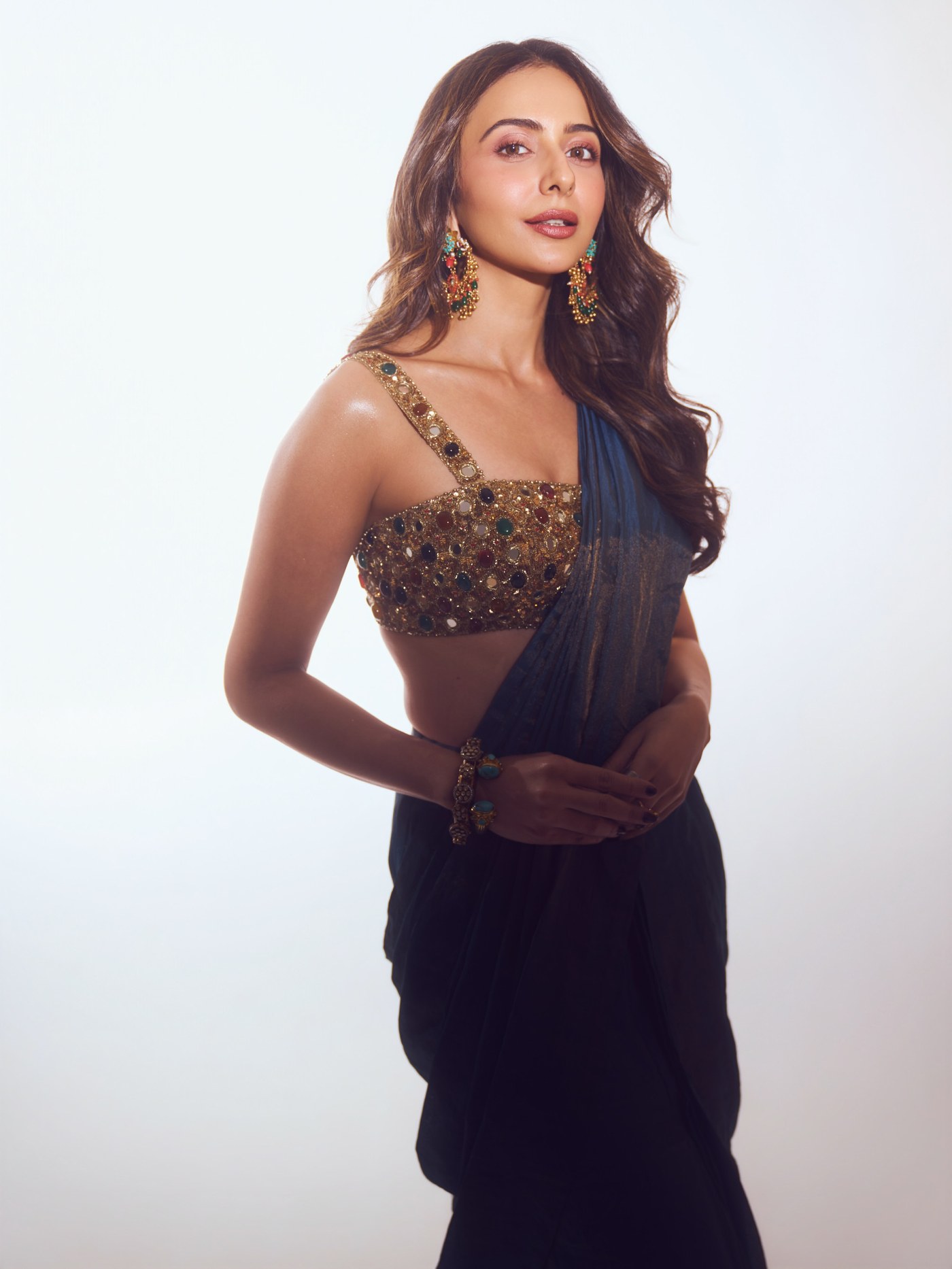 Midnight Blue Sari: Rakul Preet Singh's Evening Statement