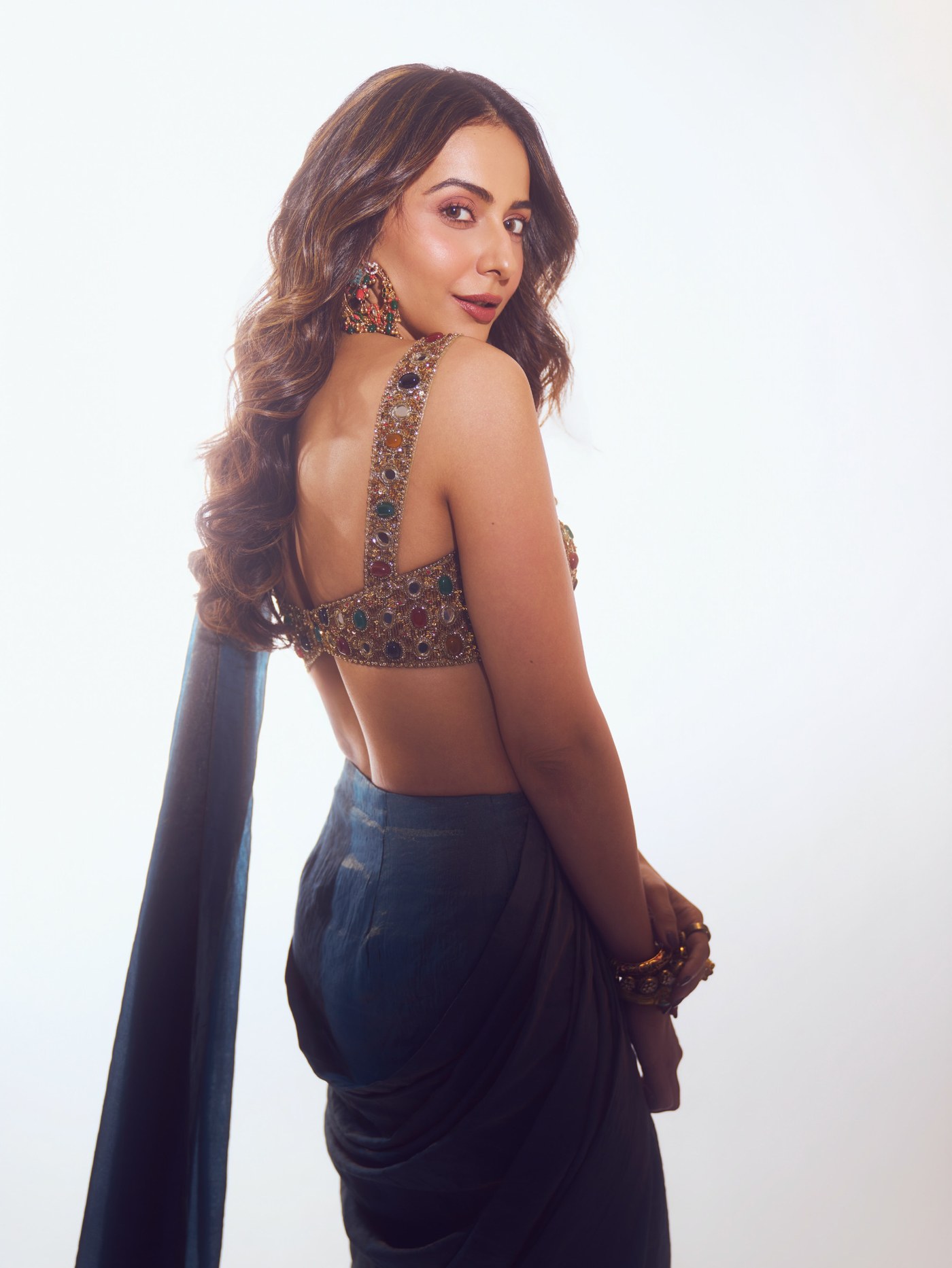 Midnight Blue Sari: Rakul Preet Singh's Evening Statement