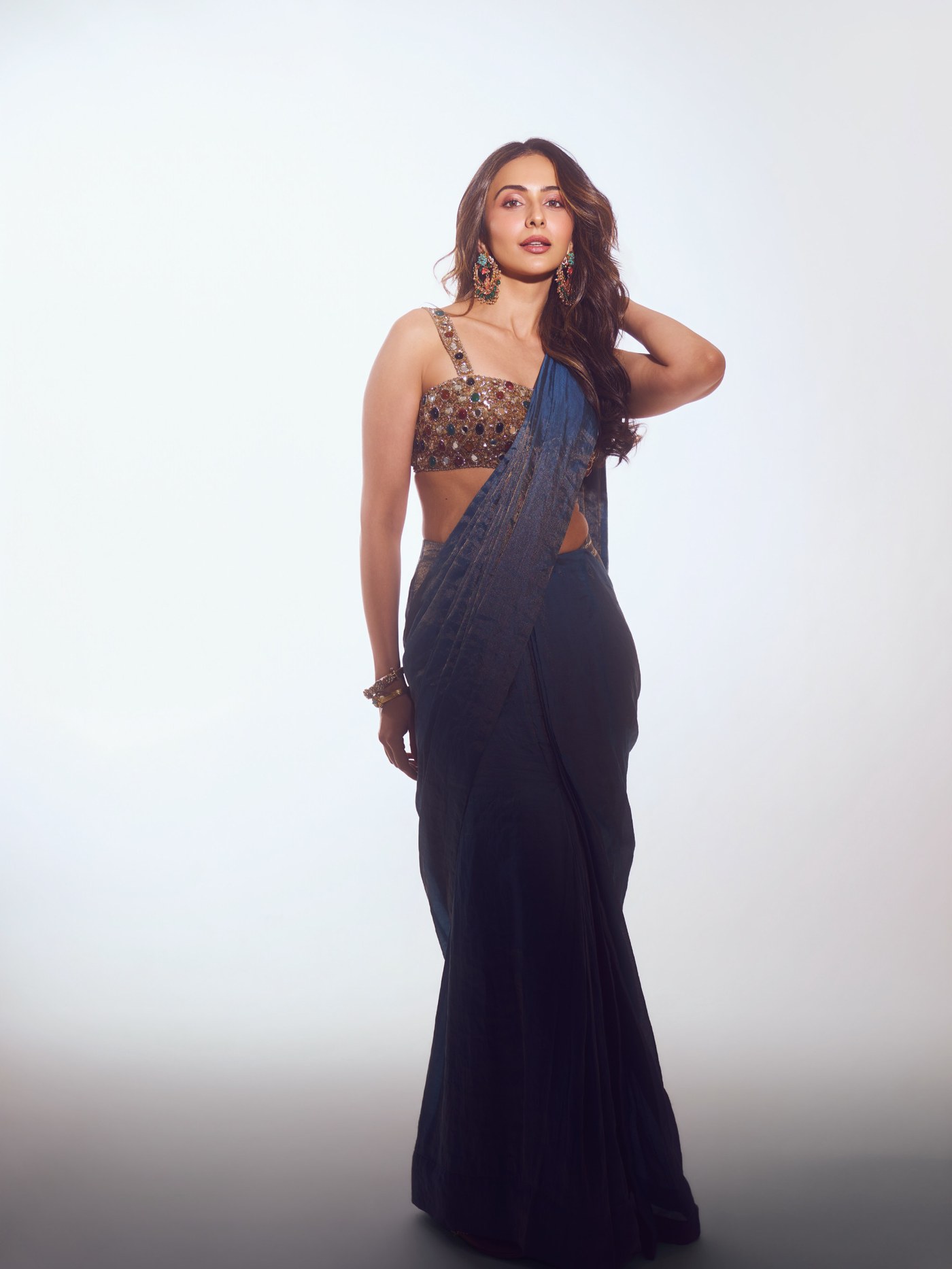 Midnight Blue Sari: Rakul Preet Singh's Evening Statement