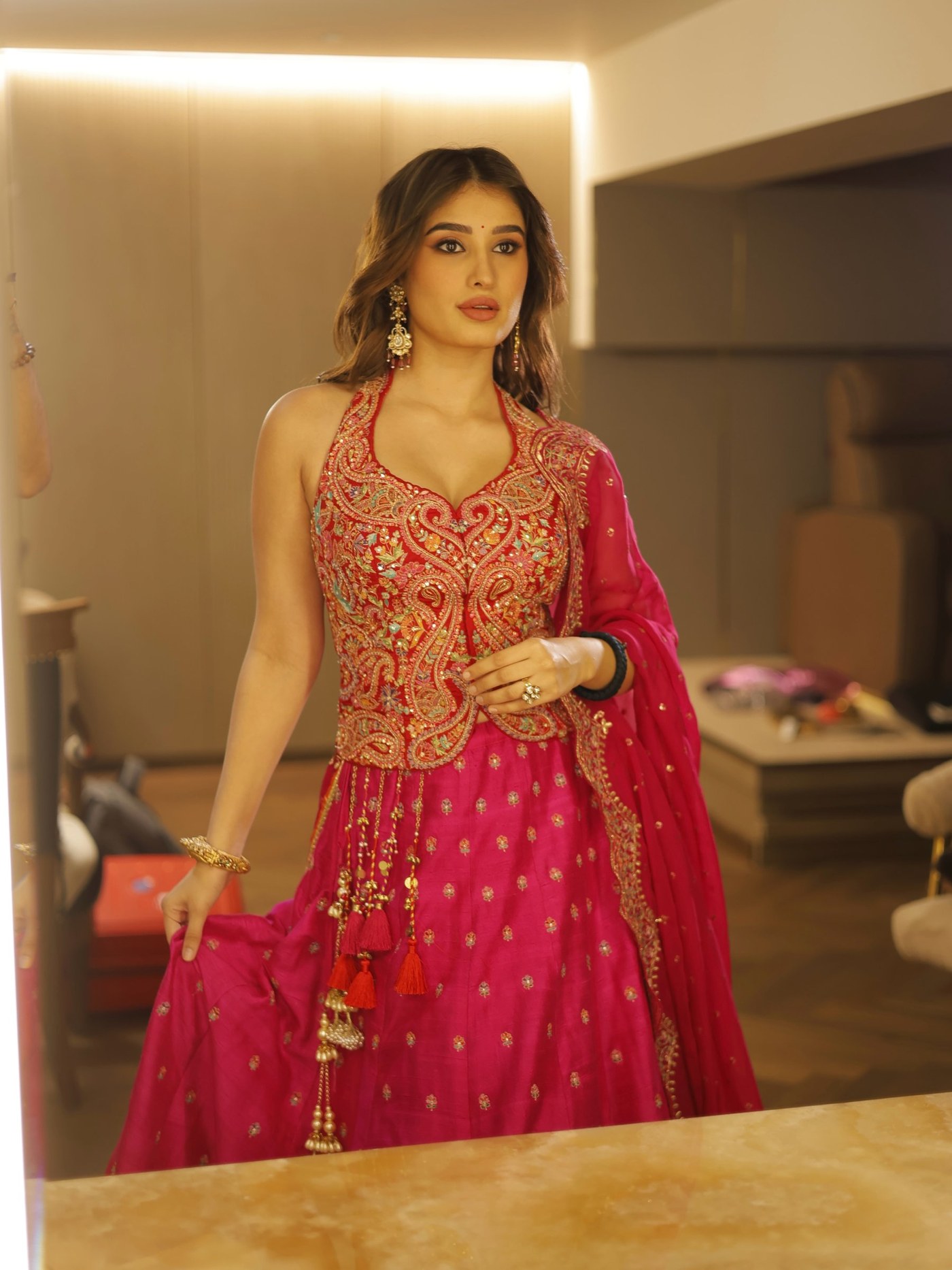 Fuchsia Lehenga: Rasha Thadani's Festive Color Play