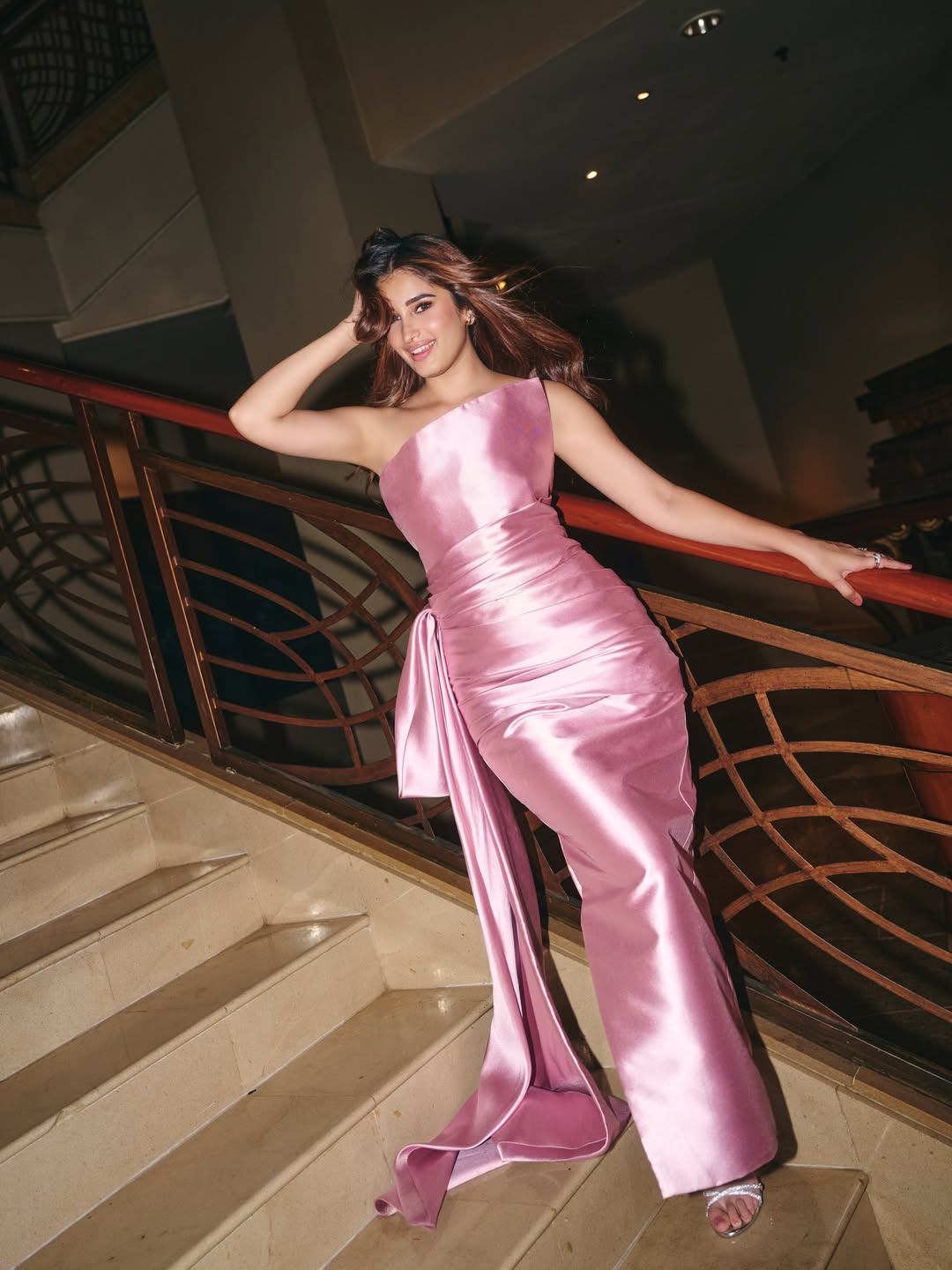 Rasha Thadani Steals the Show in Dreamy Pink Satin Glow