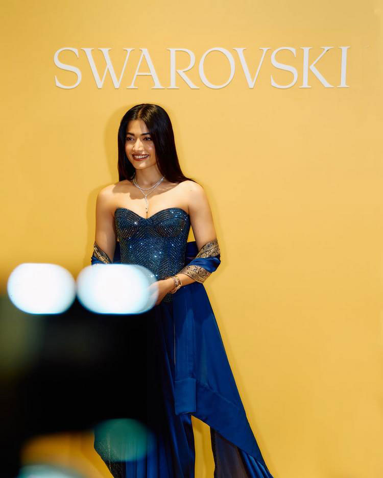 Mandanna in Blue: Swarovski Diwali Couture Moment