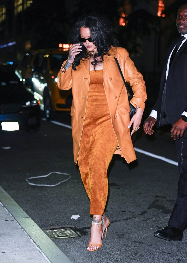 Rihanna is photographed outside the luxurious Four Seasons hotel in New York City.