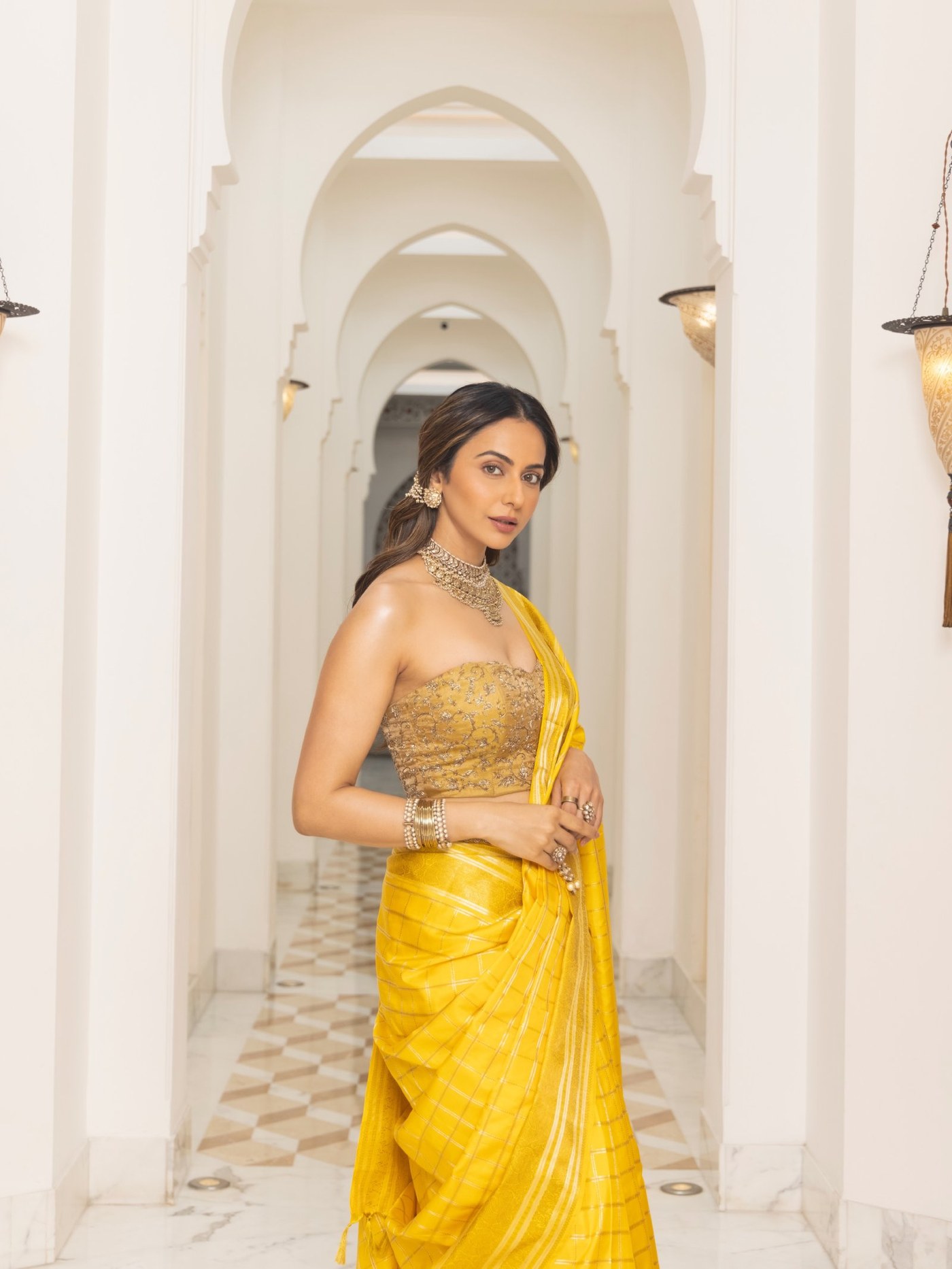 Rakul Preet Singh Radiates Royal Elegance in Sunshine Yellow Saree