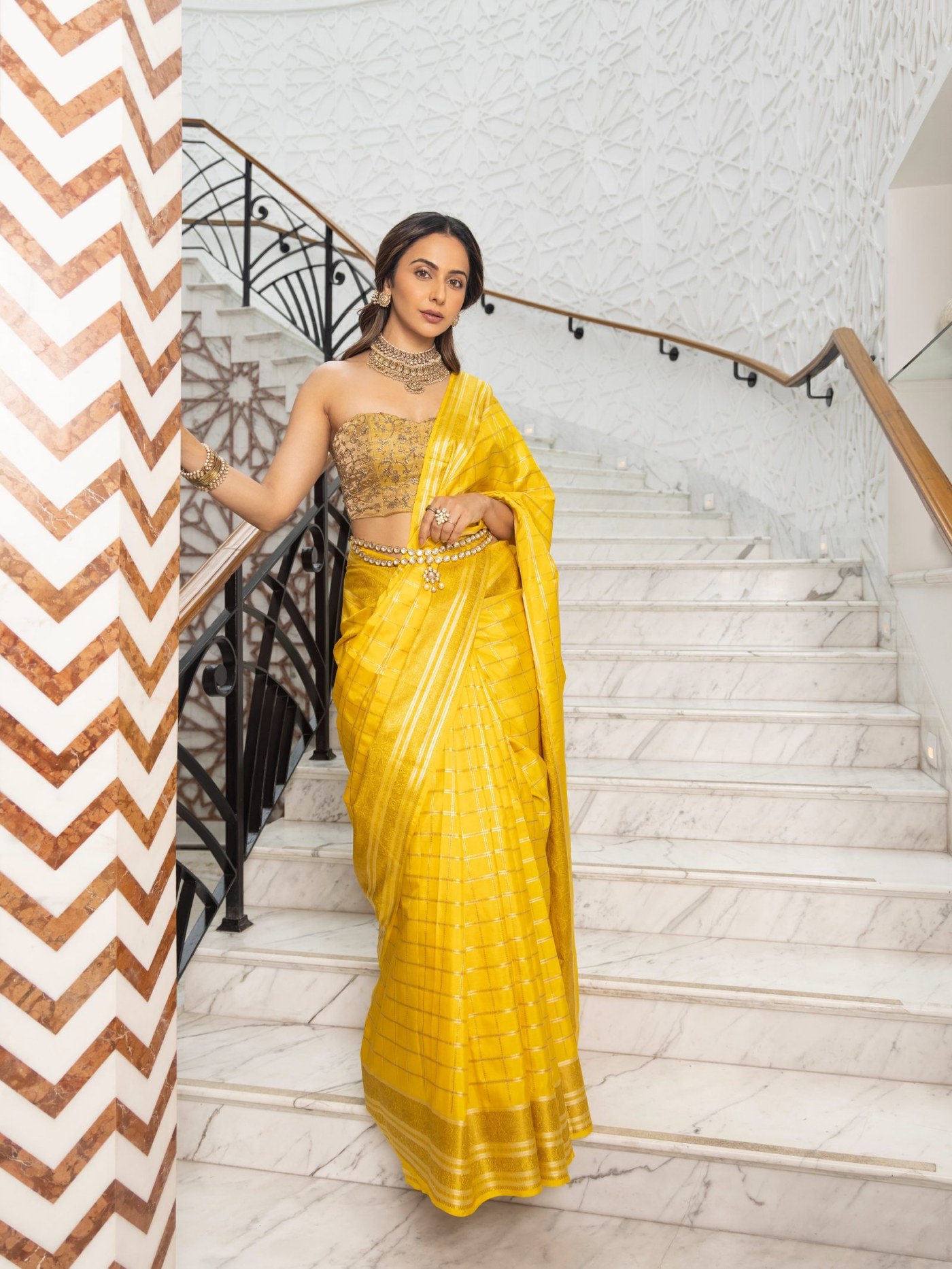 Rakul Preet Singh Radiates Royal Elegance in Sunshine Yellow Saree