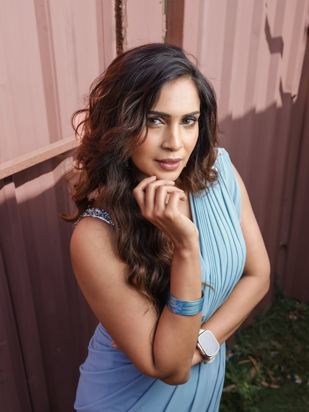 Samyuktha Shanmuganathan in Stunning Blue Drapes