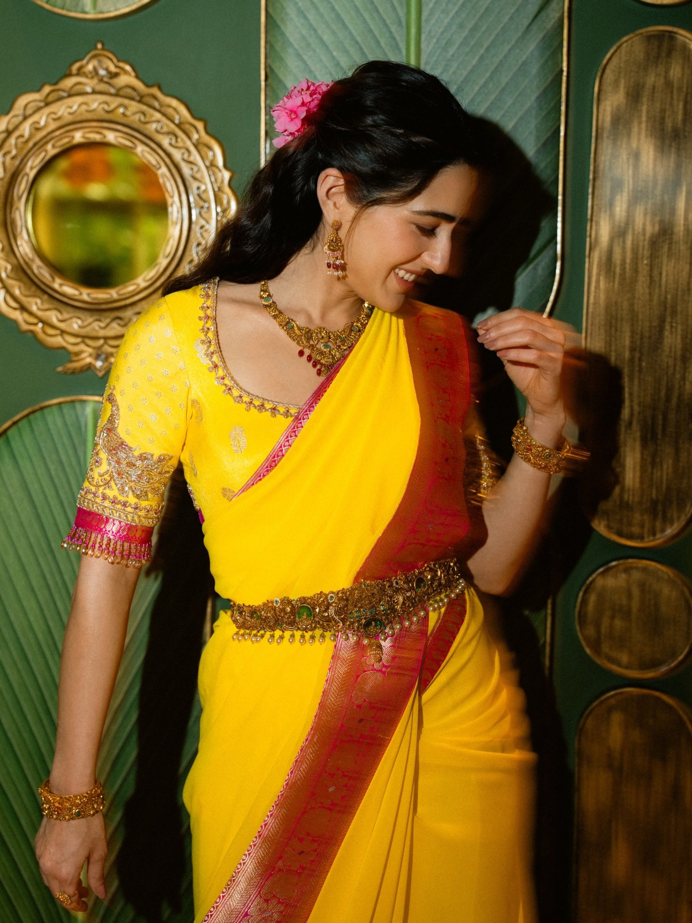 Yellow and Pink Sari: Sara Ali Khan’s Festive Textile Play
