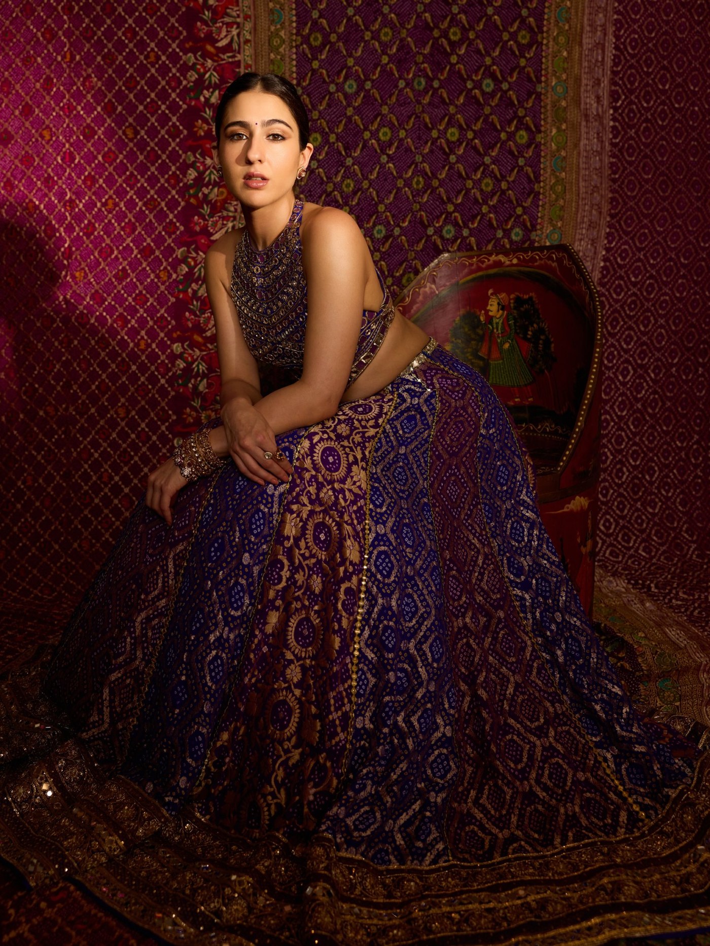 Sara Ali Khan's Blue and Gold Lehenga: A Study in Festive Structure