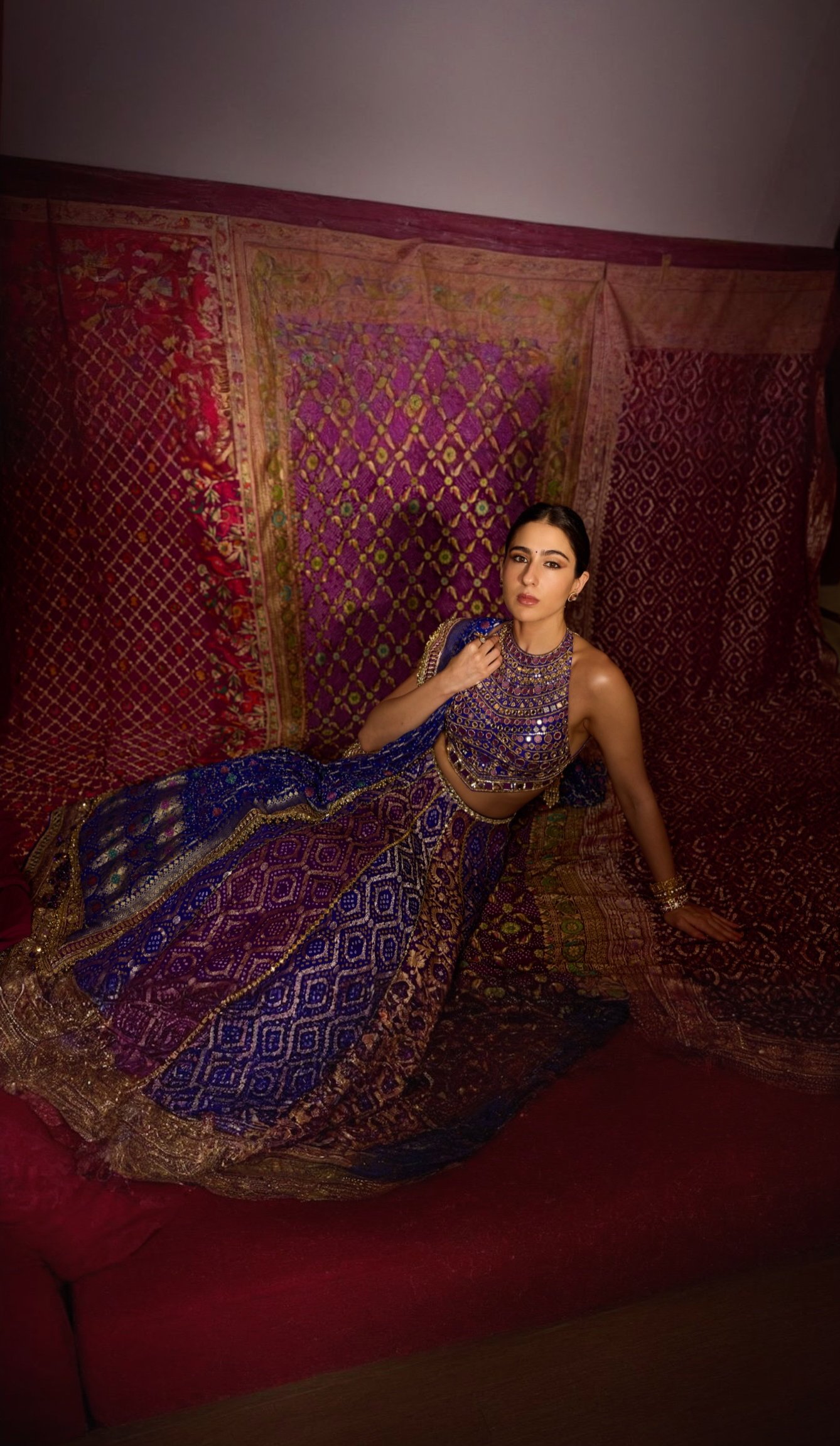 Sara Ali Khan's Blue and Gold Lehenga: A Study in Festive Structure
