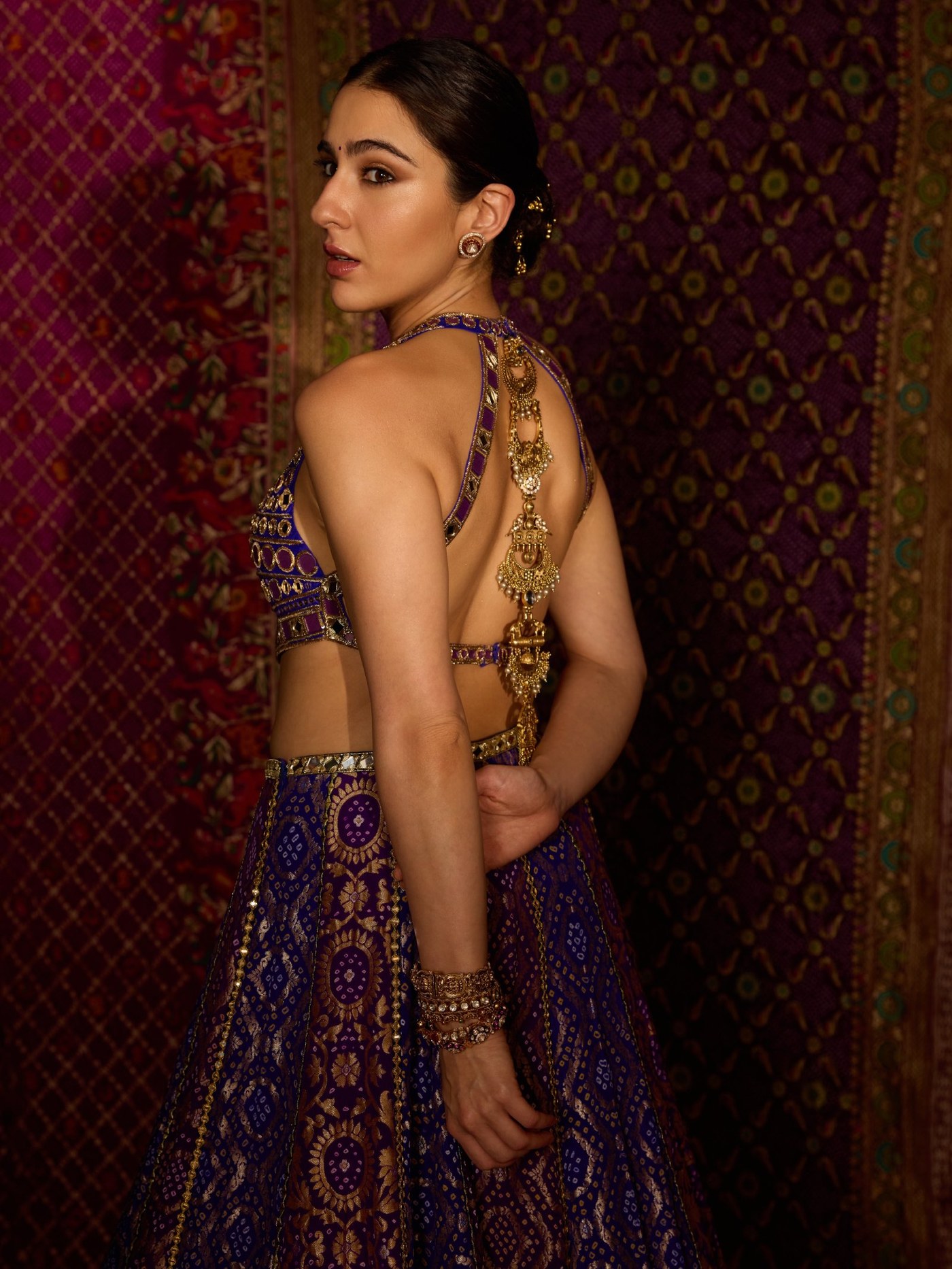 Sara Ali Khan's Blue and Gold Lehenga: A Study in Festive Structure