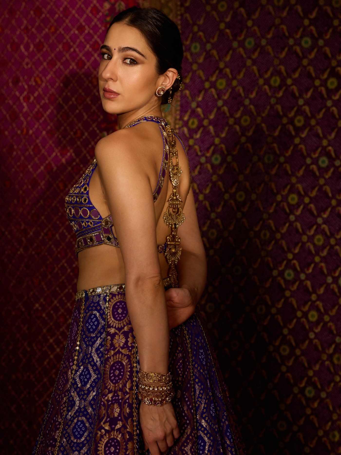 Sara Ali Khan's Blue and Gold Lehenga: A Study in Festive Structure