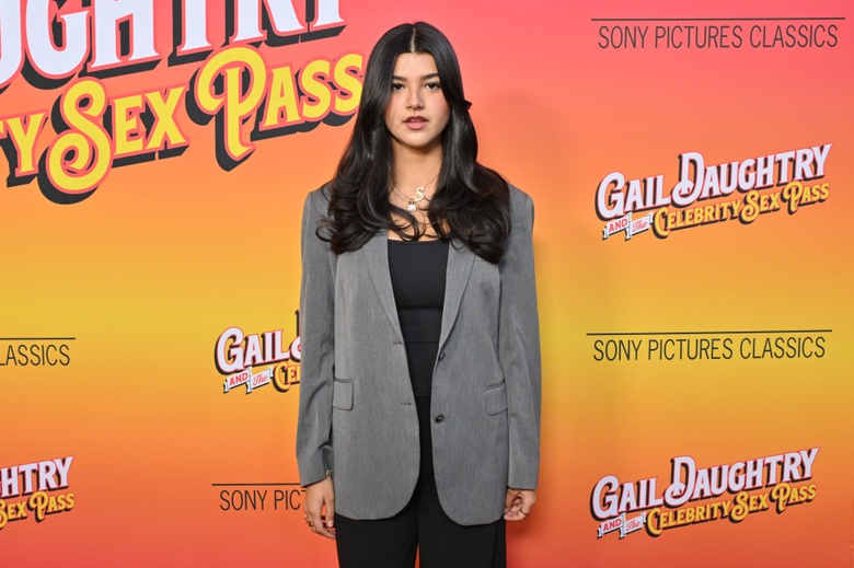 Sara Echeagaray is photographed looking glamorous on the red carpet at a Los Angeles premiere event.