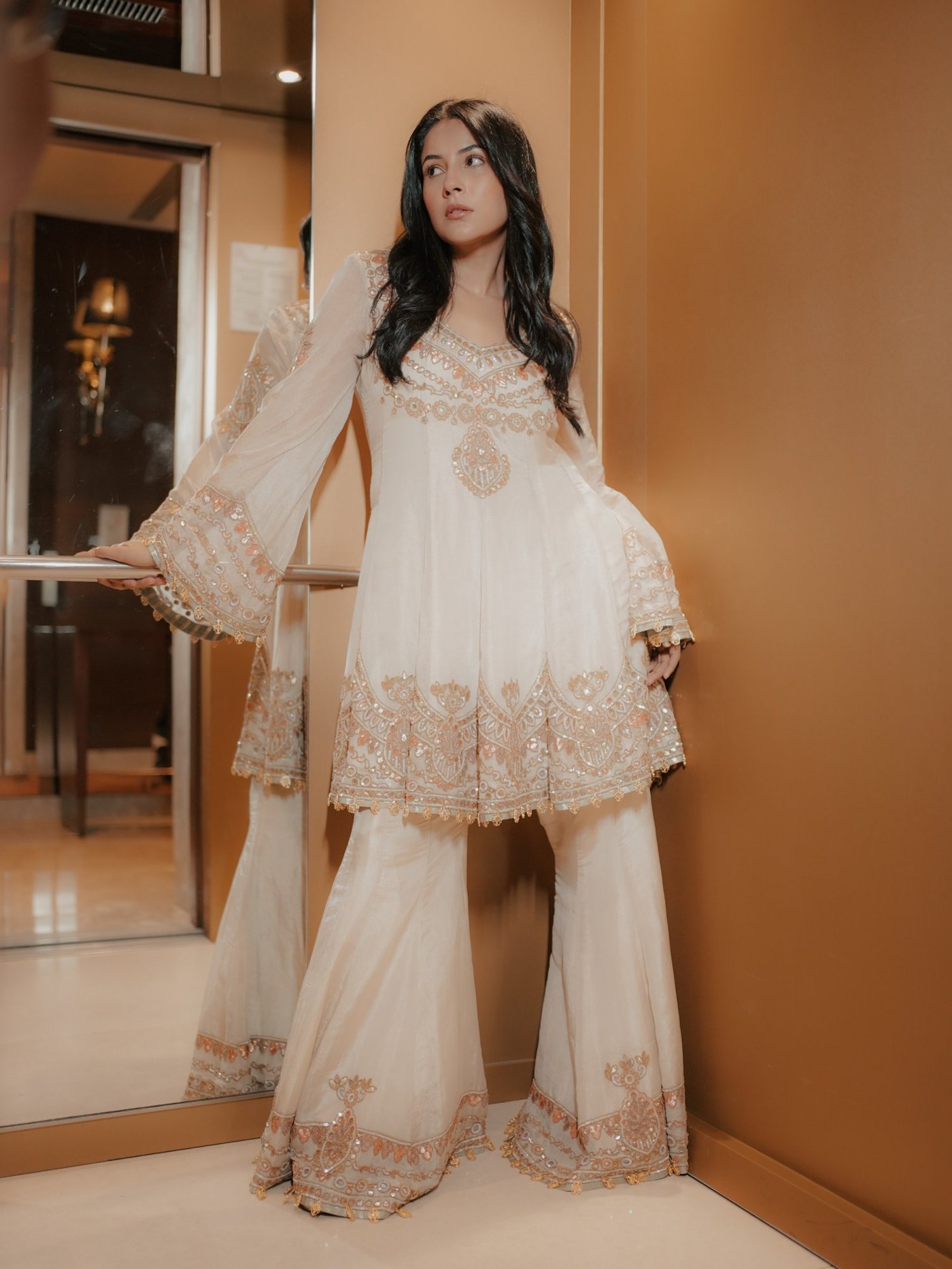 Shehnaaz Gill Redefines Regal Ethnic Glamour in Embroidered Anarkali