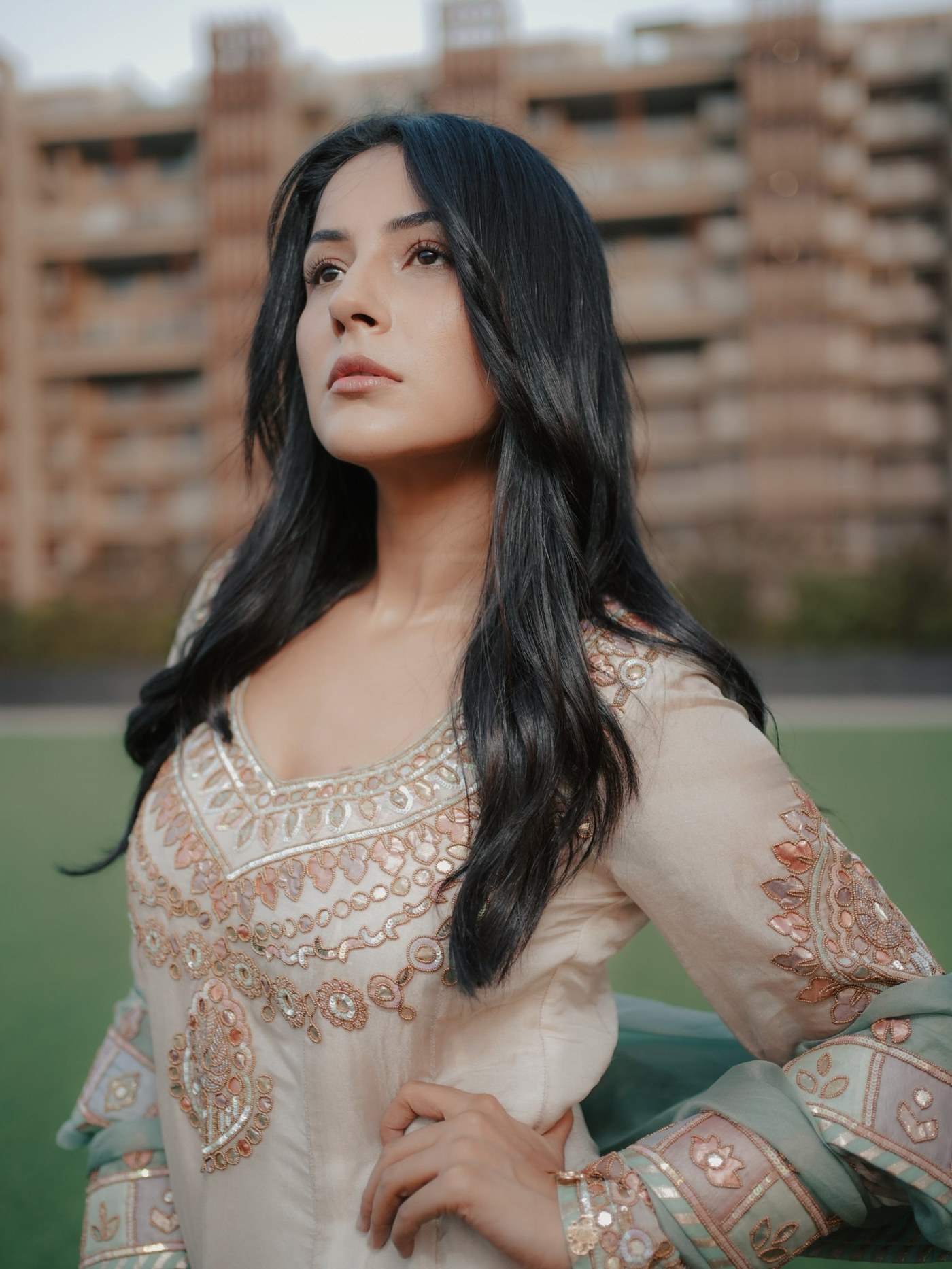 Shehnaaz Gill Redefines Regal Ethnic Glamour in Embroidered Anarkali
