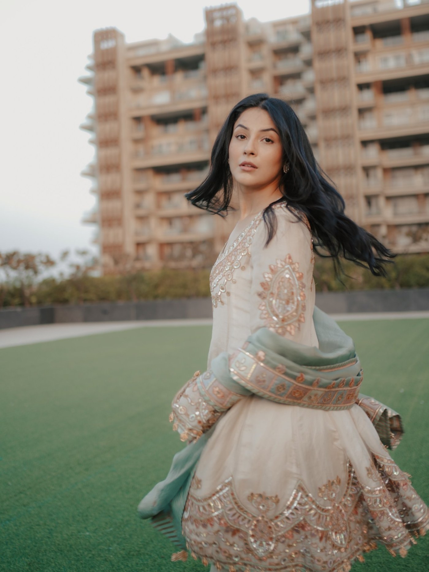 Shehnaaz Gill Redefines Regal Ethnic Glamour in Embroidered Anarkali