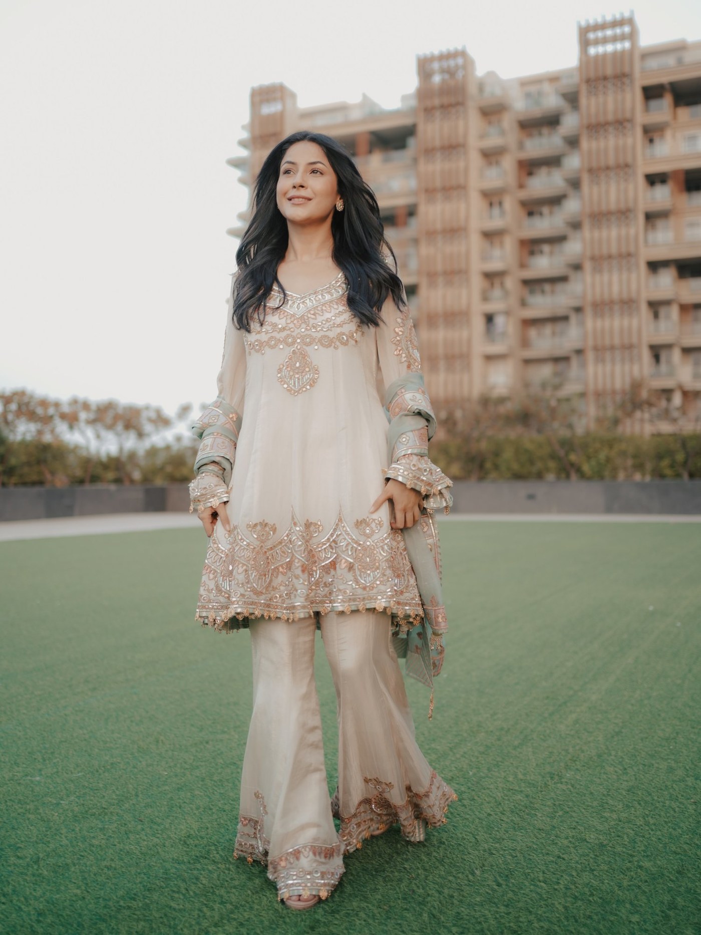 Shehnaaz Gill Redefines Regal Ethnic Glamour in Embroidered Anarkali