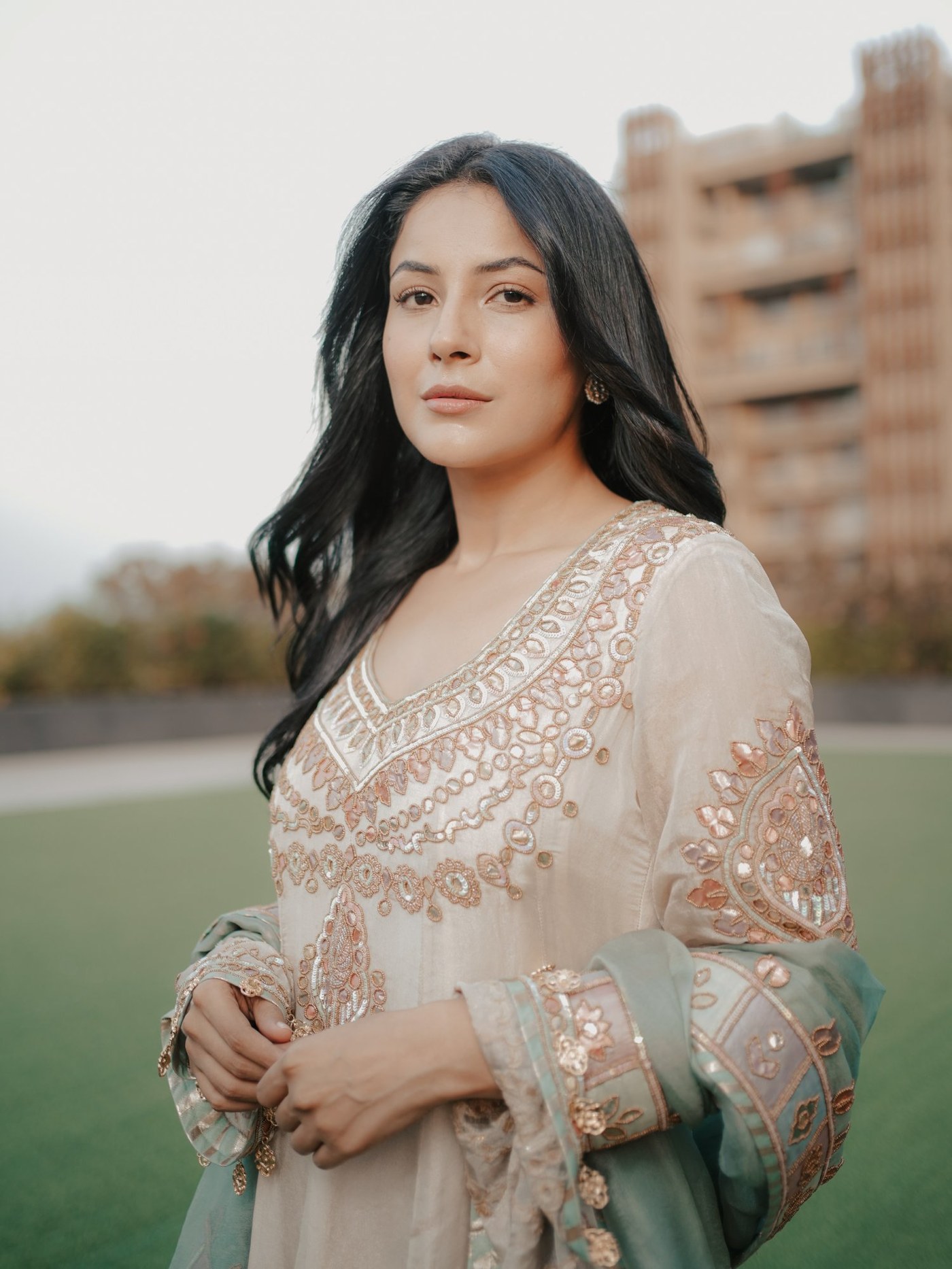 Shehnaaz Gill Redefines Regal Ethnic Glamour in Embroidered Anarkali