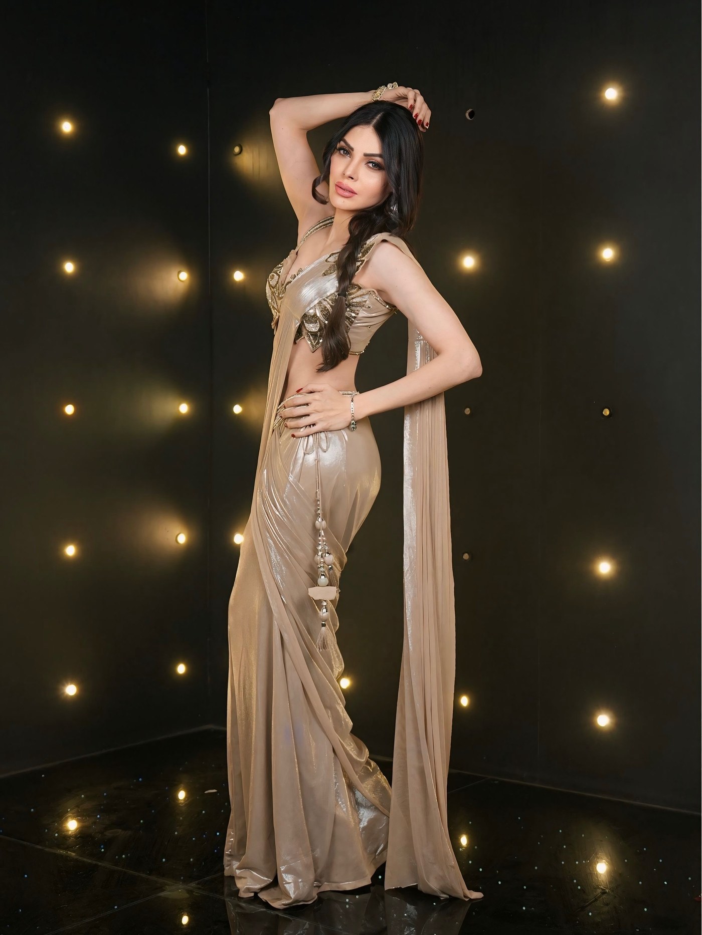 Champagne Sari Styling: Chopra's Evening Edit
