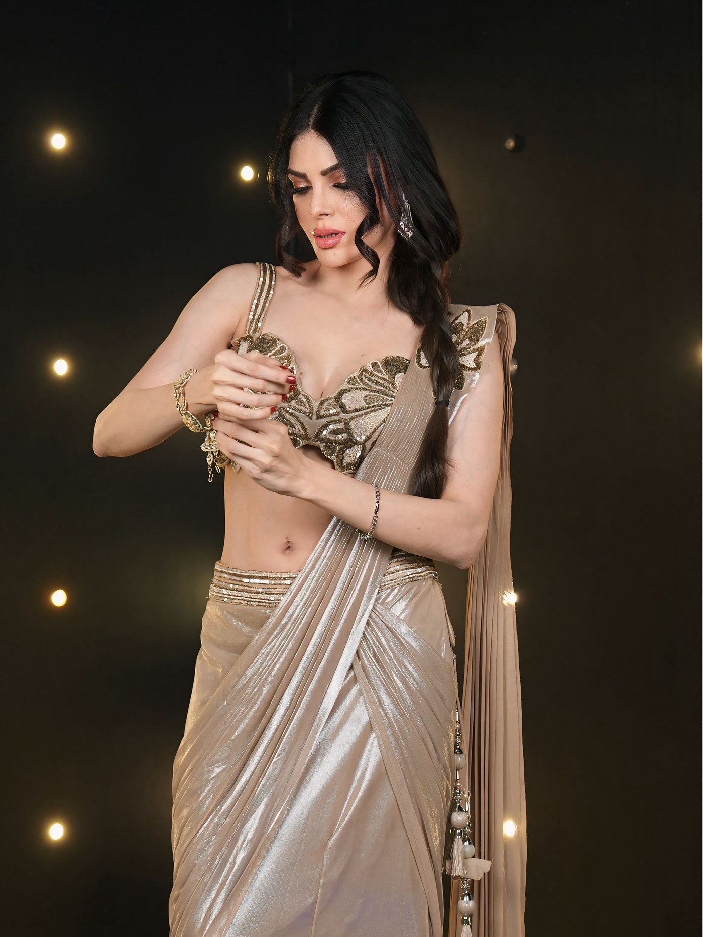 Champagne Sari Styling: Chopra's Evening Edit