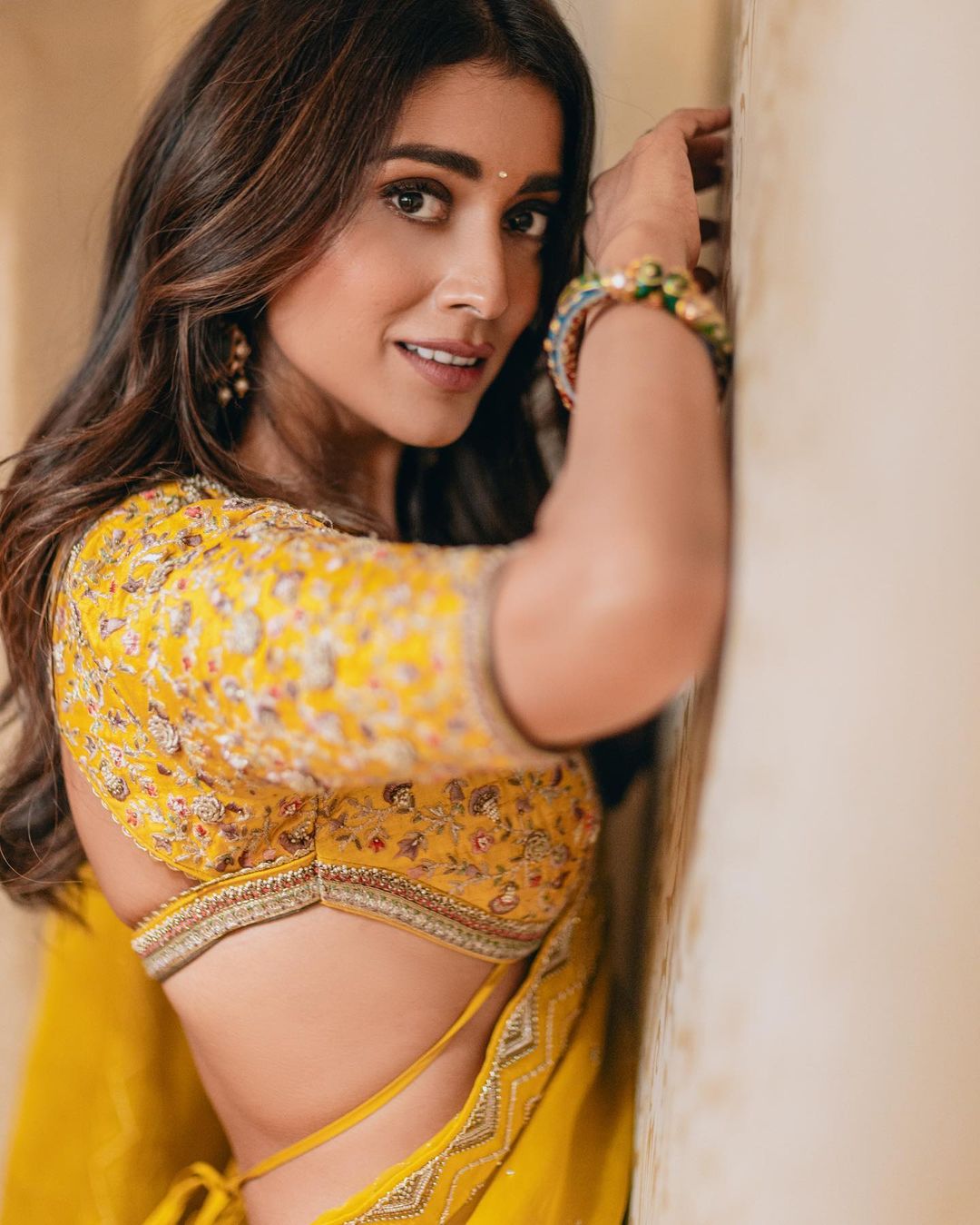 Shriya Saran Stunning Yellow Saree Photos Fashion