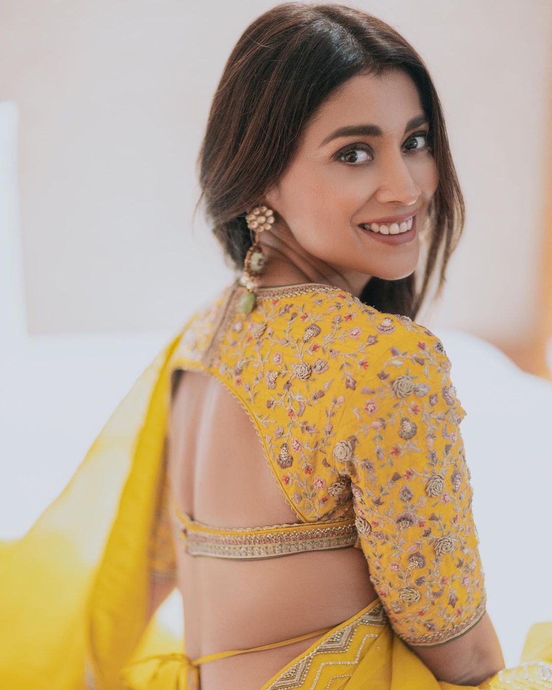Shriya Saran Stunning Yellow Saree Photos Fashion
