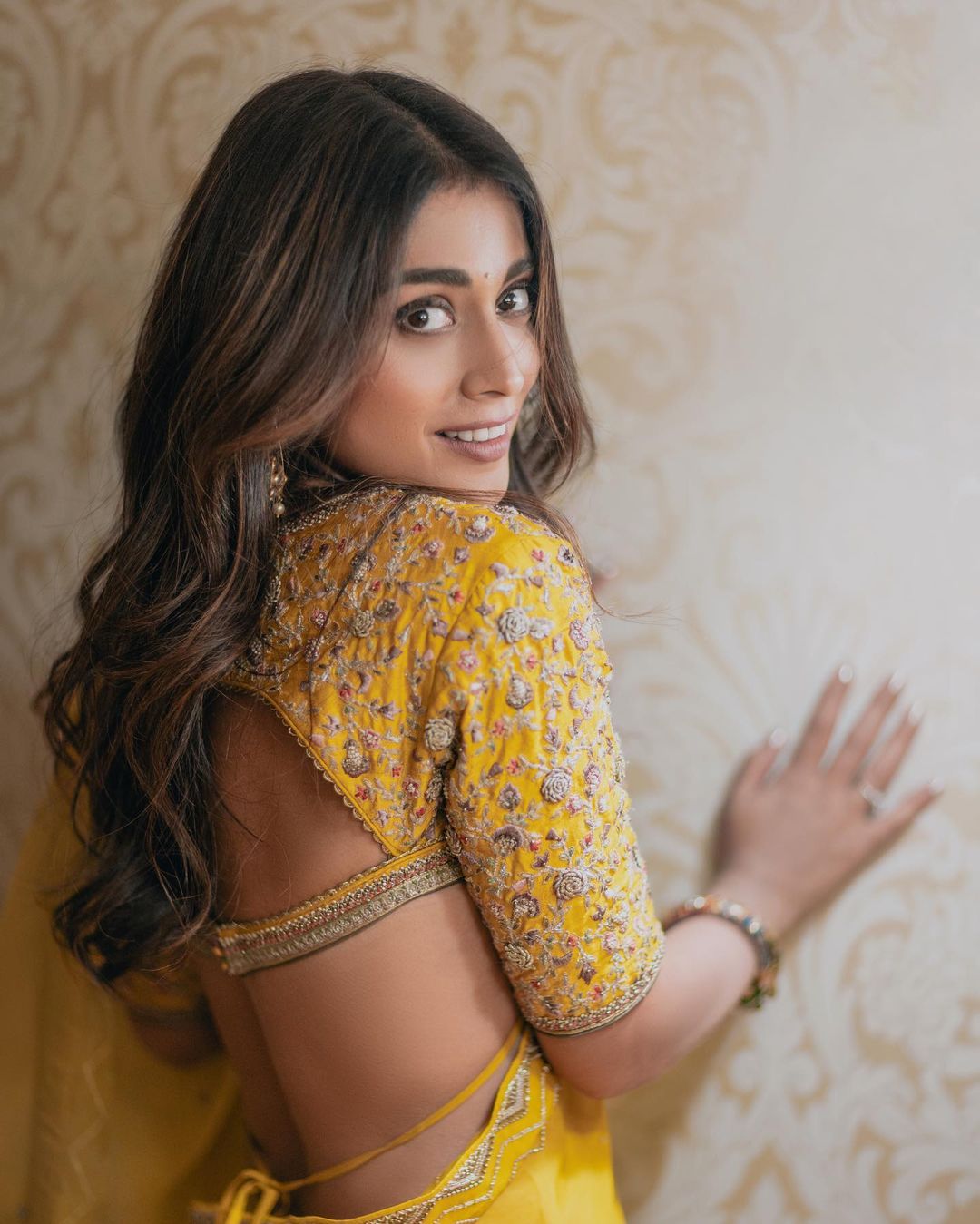 Shriya Saran Stunning Yellow Saree Photos Fashion