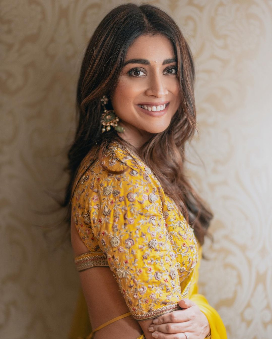 Shriya Saran Stunning Yellow Saree Photos Fashion