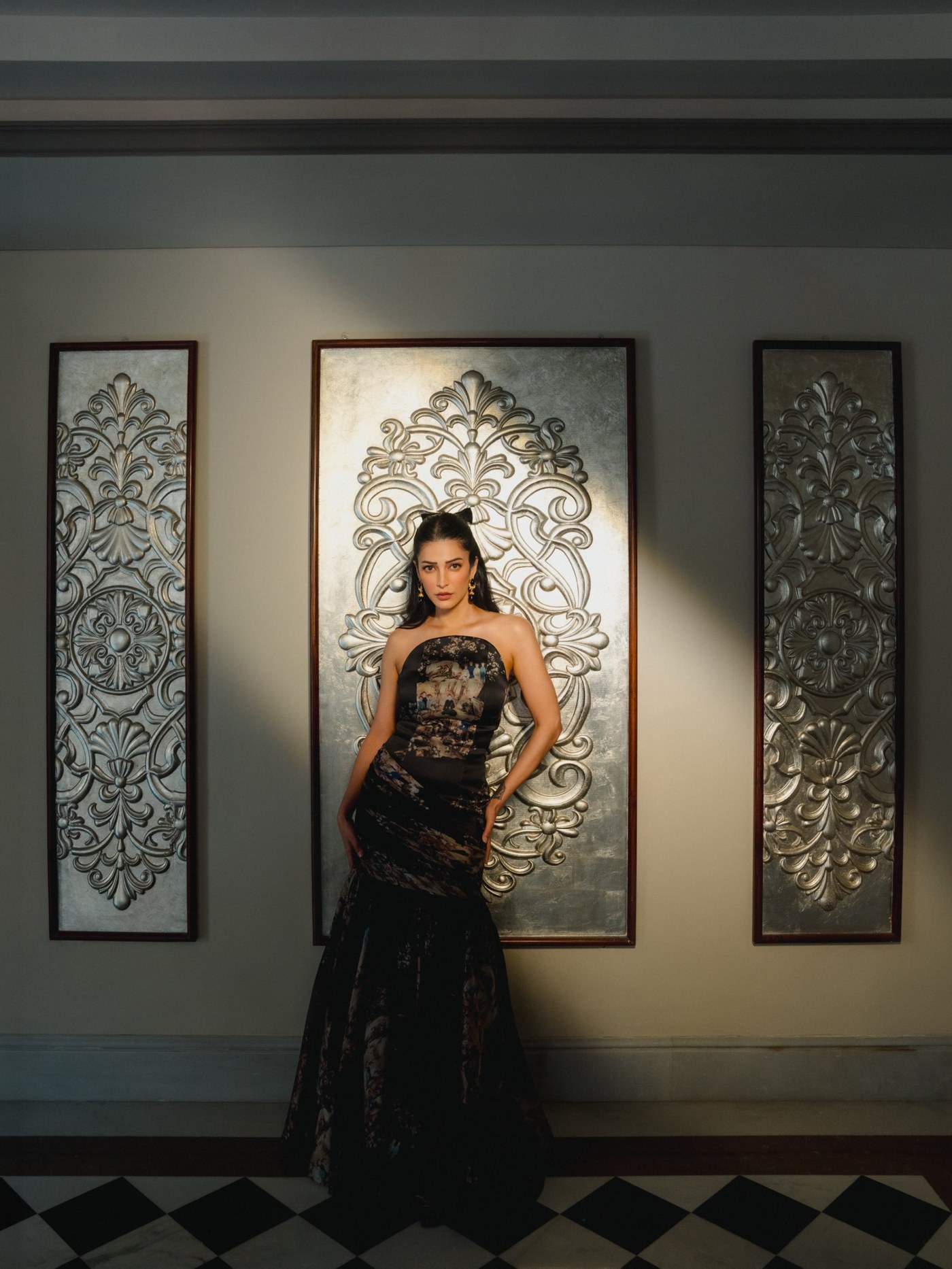 Shruti Haasan’s Dark Satin Glamour: A Masterclass in Cinematic Style