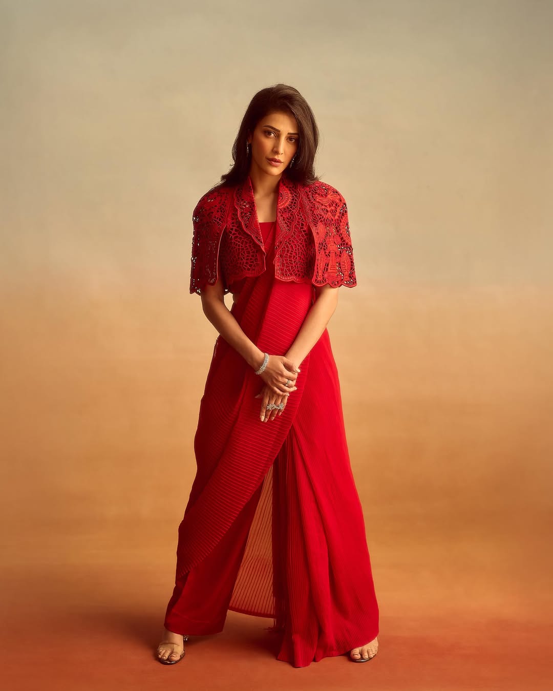Shruti Haasan's Red Radiance: A Photo Gallery