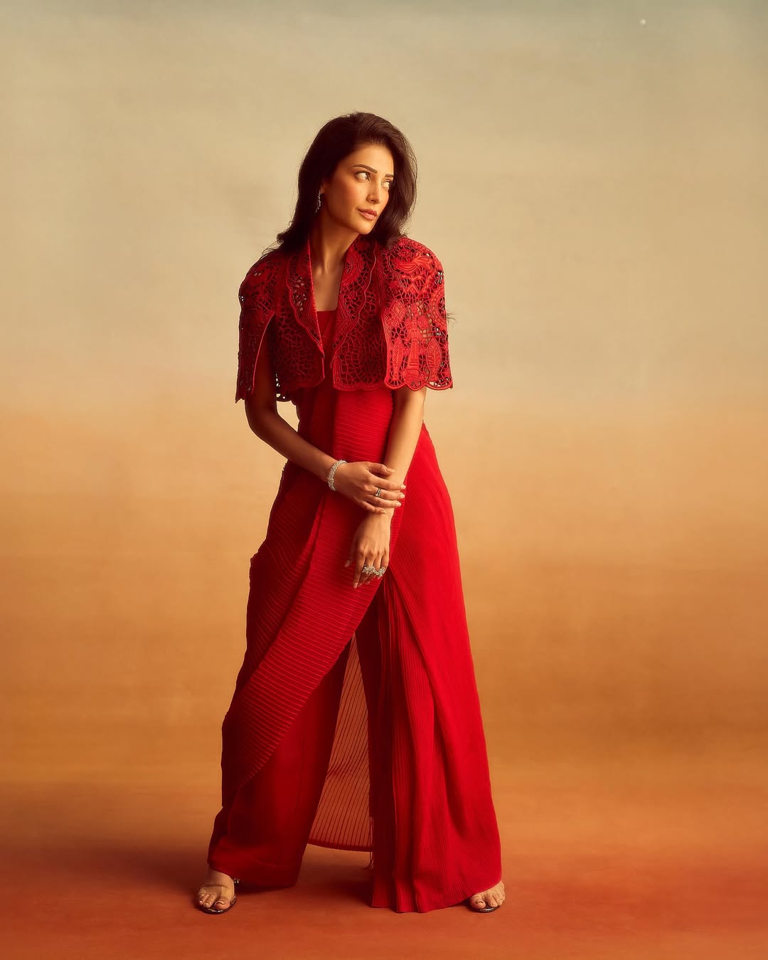 Shruti Haasan's Red Radiance: A Photo Gallery