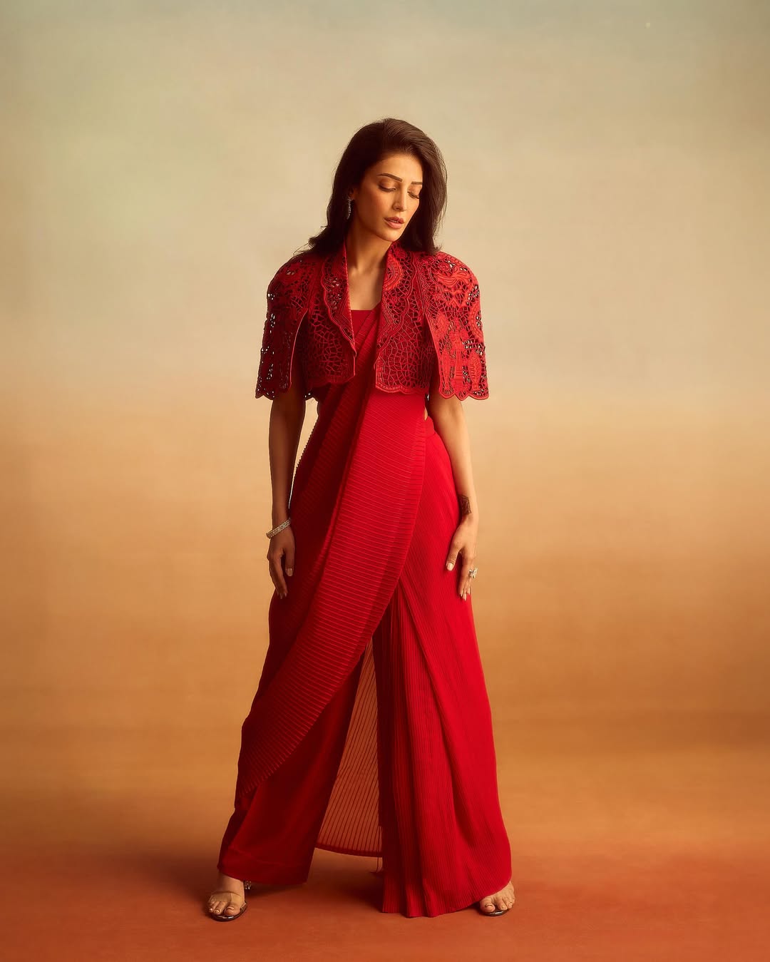 Shruti Haasan's Red Radiance: A Photo Gallery