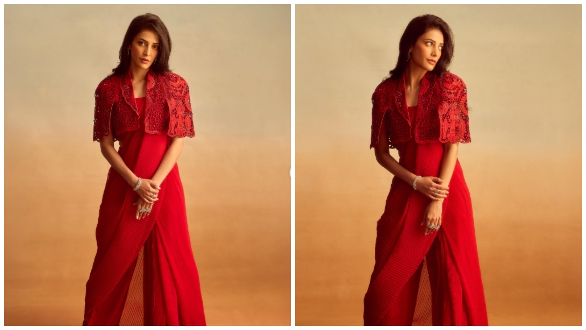 Shruti Haasan's Stunning Red Ensemble Gallery