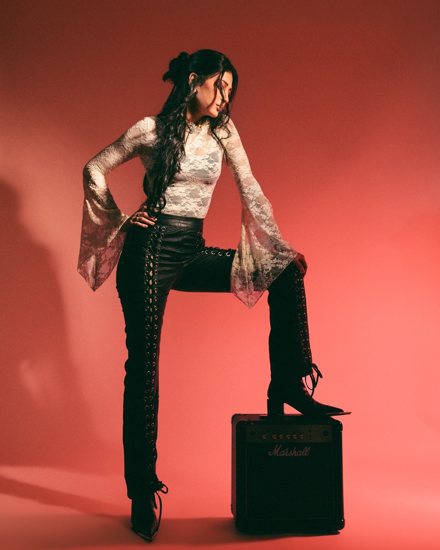 Shruti Haasan Rocks the Rock ’n’ Roll Vibe in a Lace-Leather Masterpiece