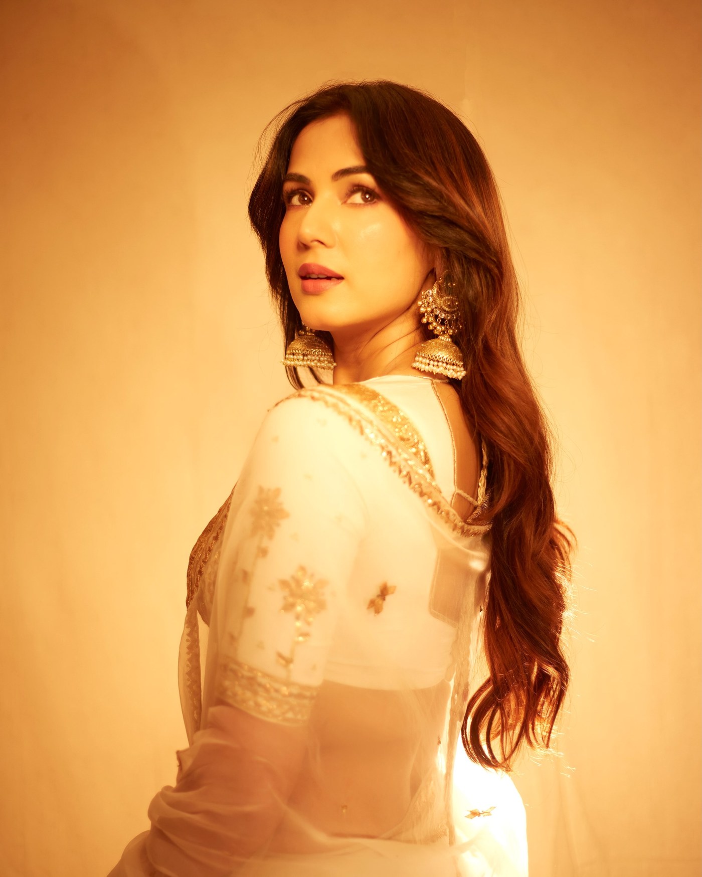 Sonal Chauhan Radiates Grace in Cream and Gold Indian Couture