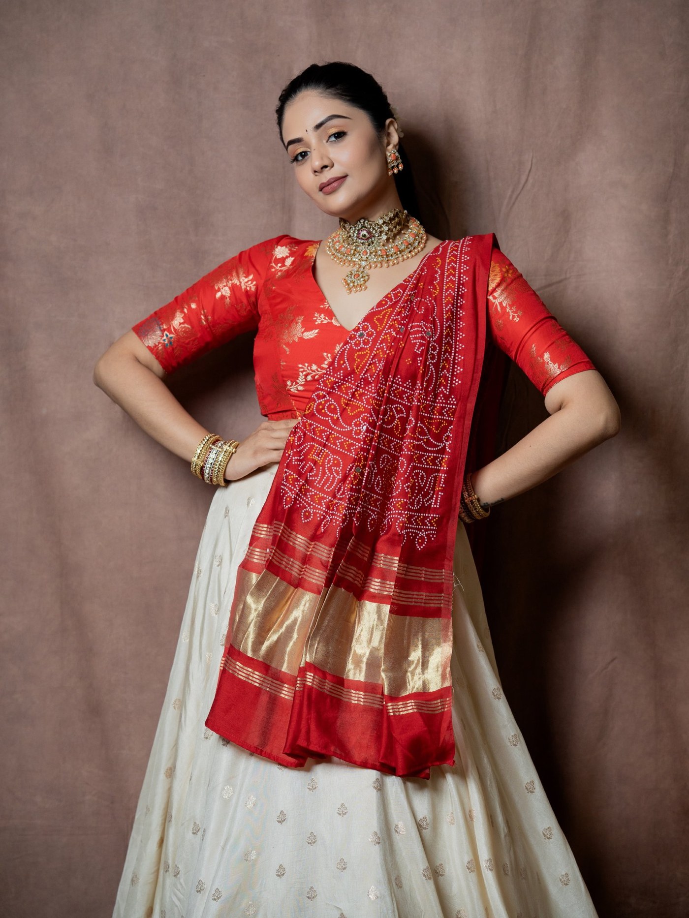 Sreemukhi's Regal Radiance: Mastering the Art of Modern Indian Elegance