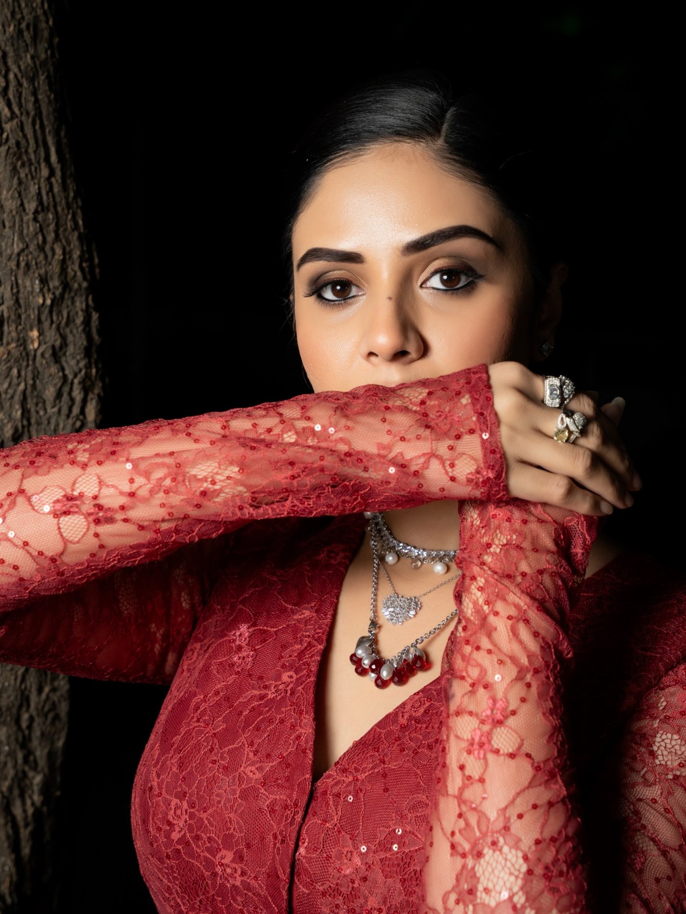 Sreemukhi Rules in Red: Mastering Sophistication and Modern Glamour