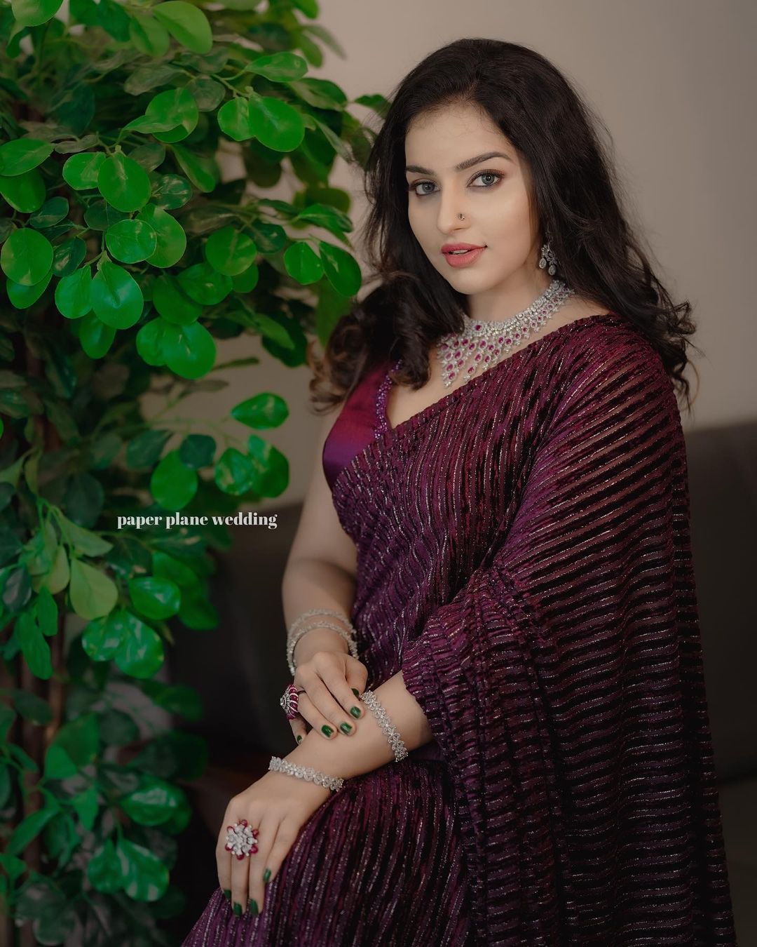Stunning Malavika Menon Violet Saree Photos | Ethnic Elegance