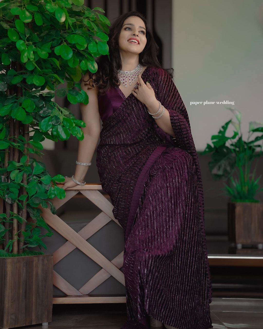 Stunning Malavika Menon Violet Saree Photos | Ethnic Elegance