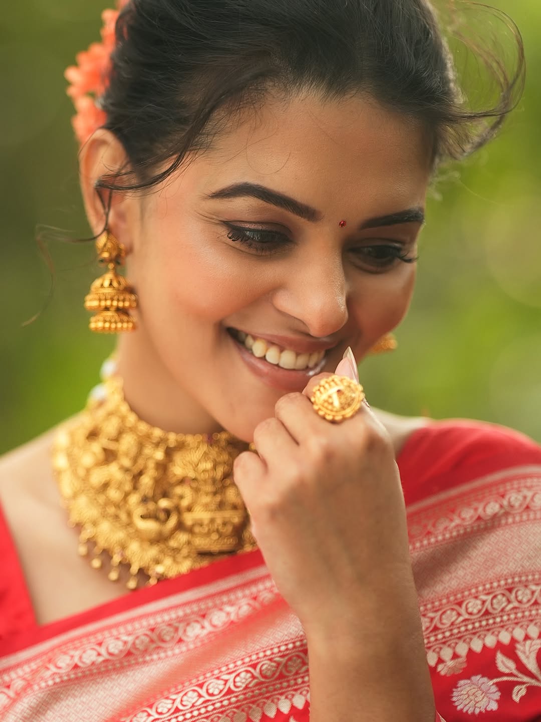 Swathishta Krishnan's Regal Red Saree Look