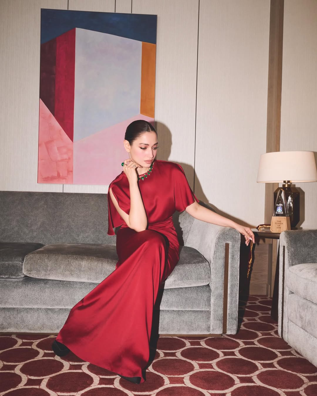 Tamannaah Bhatia's Stunning Red Silk Glamour