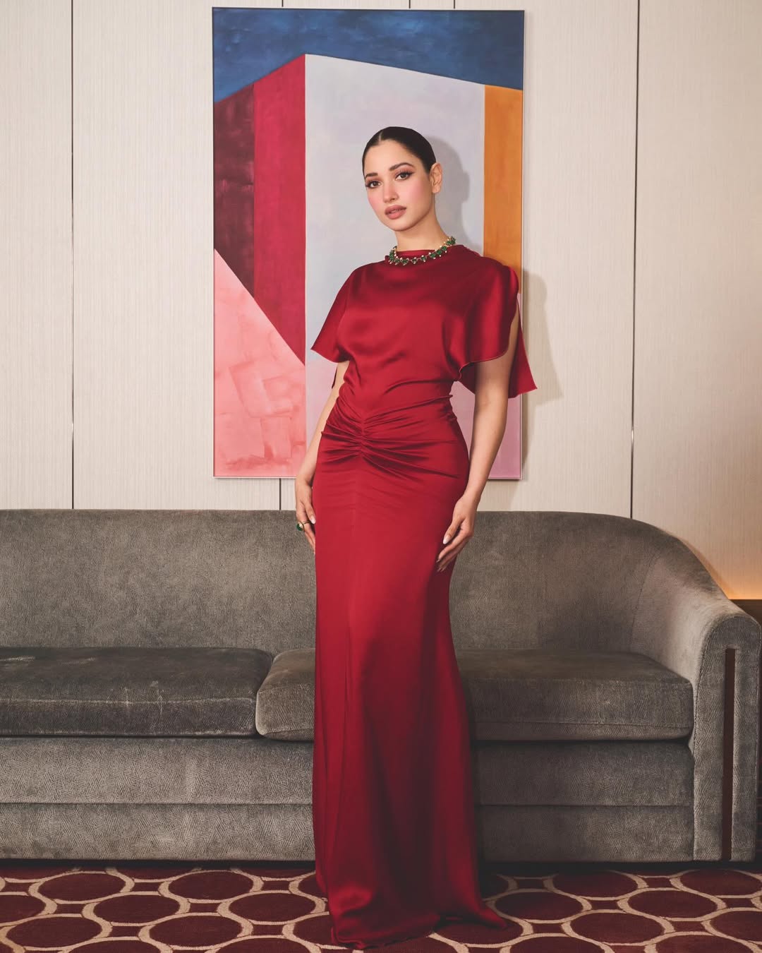 Tamannaah Bhatia's Stunning Red Silk Glamour
