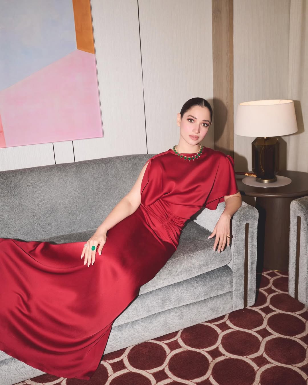 Tamannaah Bhatia's Stunning Red Silk Glamour