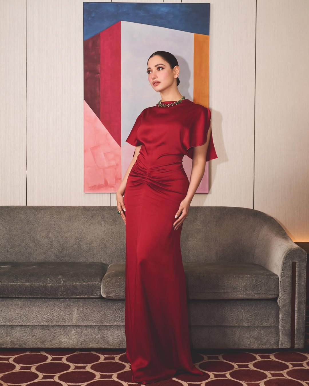 Tamannaah Bhatia's Stunning Red Silk Glamour