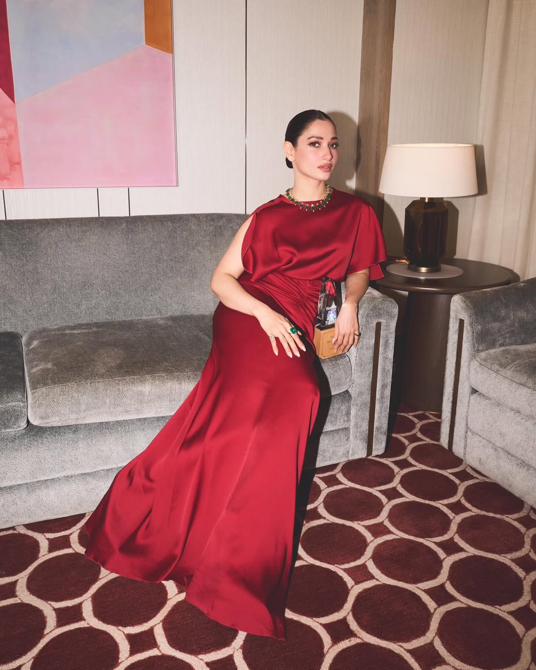 Tamannaah Bhatia's Stunning Red Silk Glamour