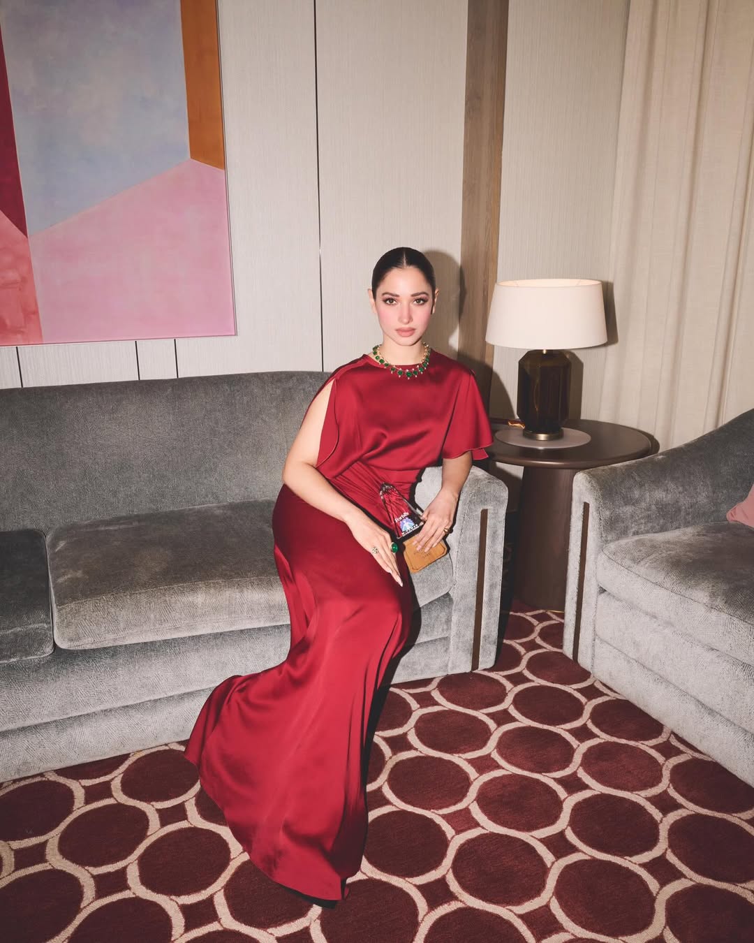 Tamannaah Bhatia's Stunning Red Silk Glamour